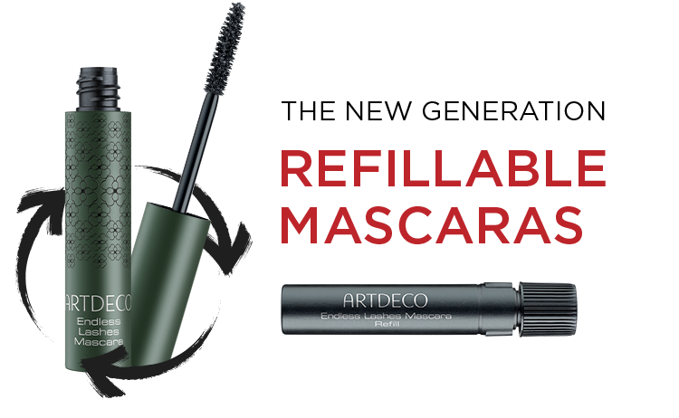 Kollektionsname "Refillable Mascaras" mit der Endless Lashes Mascara und dem dazugehörigen Refill