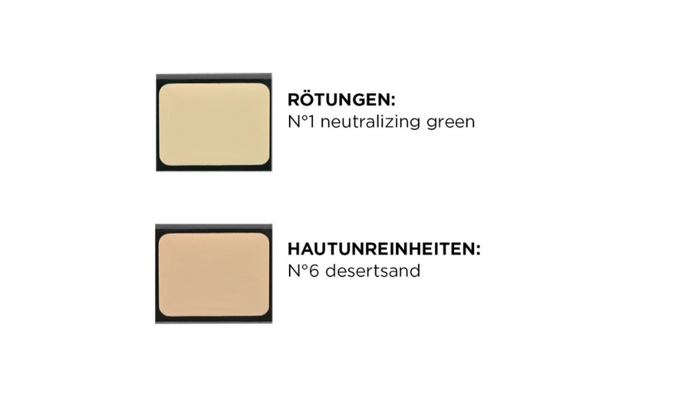 Camouflage Creme Farben die sich zum Abdecken von Hautunreinheiten eignen